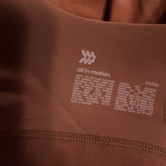 All in Motion Copper Zipper Sports Bra 34DD - Picture 4 of 5